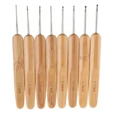 YU Novos Ganchos De Crochê De Metal Com Cabo De Bambu 8 Peças 8 Tamanhos Artesanato