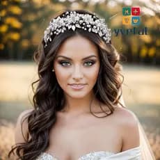 Presilha de Cabelo Feminina YVEFAT, Acessório de Cabelo de Noiva Feito à Mão com Cristais, Folhas de Liga e Decorações d