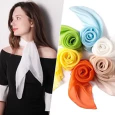 Lenço De Seda Chiffon Liso De Verão Mulher Cabelo Quadrado Escritório Senhoras Shawl Bandana Muffler 65 * 65cm