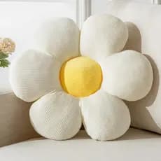 Travesseiro De Flor , Almofada Em Forma De Margarida Seis Pétalas 15.75 " Almofadas De Chão Decorativas Brancas Para Cas