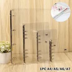 Pasta de Arquivo de Plástico PVC Transparente A4/A5/A6/A7, Caderno, Pasta de Anéis de Folhas Soltas, Material Escolar e
