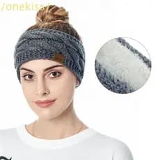 KISS1 Faixa De Cabelo De Malha , Cabeça De Crochê Feminina Elástica Aconchegante , Protetores De Orelha De Inverno Forra