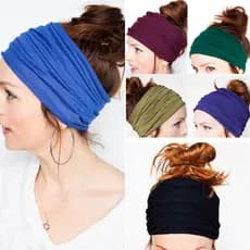 Largo Envoltório Feminino Faixa De Cabelo Elástica Turbante Corrida Cabeça Macia Yoga