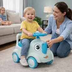 Andador Infantil Rinoceronte Azul Cartelas Adesivos para Personalização Passeio Crianças Conforto