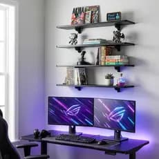 Conjunto Com 4 Prateleiras de Parede 50x20 Decoração Organização Sala de Estar Cozinha Quarto Escritório