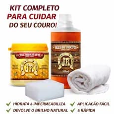 Kit Hidrata Couro Óleo de Mocotó 500ml + Cera JR 170g Limpa Hidrata Protege