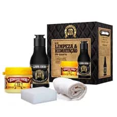 Kit JR para Couro – Limpeza e Hidratação Completa | Limpa Couro 140ml + Cera 60g