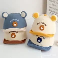 Boné de Bebê Coreano Bonito Protetor Solar Urso Meninos Meninas Boné de Beisebol Aba Macia Bonés de Bebê Chapéus MUO7