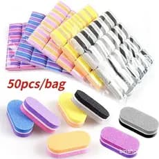 50pcs/lote Mini Lixas de Unha Coloridas Bloco Kit de Ferramentas para Pedicure e Manicure 100 180