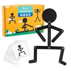 Brinquedos Montessori de quebra-cabeça de madeira 24 cartões movimentos do corpo imaginação jogos educaçãotreinamento