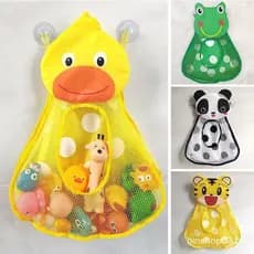Saco de Armazenamento de Brinquedos de Banheiro Reutilizável em Malha, Rede de Cozinha Simples com Desenho Fofo