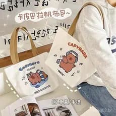 4 Estilos Anime Capivara Saco De Compras Dos Desenhos Animados Gráfico Tote Harajuku Shopper Feminino Lona Bolsa De Ombr
