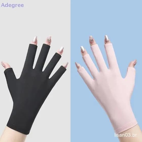 Adegree 1 Par De Luvas Anti UV Com Proteção , Luva Sem Dedos Para Manicure , Ferramenta Arte Em Unhas , Nova