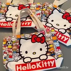 Hello Kitty Saco De Lona Para Desenho Animado KT Ombro Portátil Leve Japonês Compras De Alta Capacidade