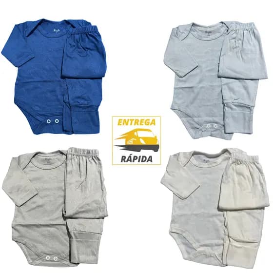 Conjunto body bebê+ 1 Mijão bebê Tecido 100% Algodão Liso Roupa Bebê macacão bebê .