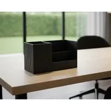 Organizador de Mesa Multifuncional Básico e Elegante com Divisórias para Escritório Estudo Home Office Branco Preto
