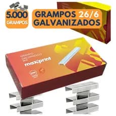 Grampo Para Grampeador 26/6 Escritório caixa 5.000 grampos Melhor Grampo Aço Galvanizado MaxPrint