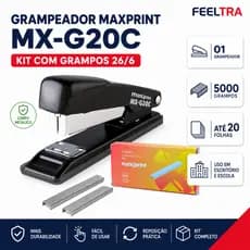 Kit Grampeador Maxprint Mx-g20c Metal 20 folhas + Grampos 26/6 Para Escritórios