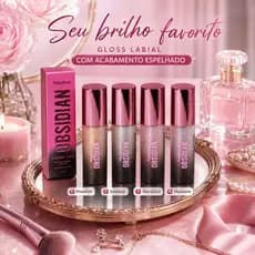 Lip Gloss Ruby Rose Glossy Lips Obsidian Gloss Labial Hidratante Glitter Brilho Espelhado Macadâmia