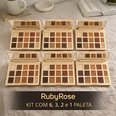 KIT 6, 3, 2 e 1 Paleta de Sombras Ruby Rose Glass Mirror Shade 18 Cores Make Completa Profissional