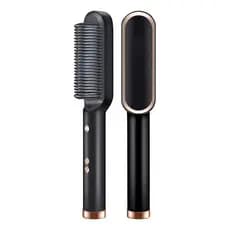 Escova Alisadora De Cabelo Pente Cerâmica Profissional Hair Cor Preto 127/220v