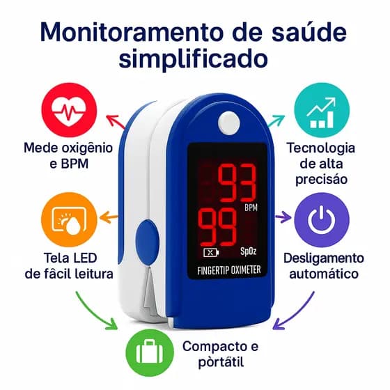 Oxímetro Digital De Dedo Medidor De Saturação Portátil