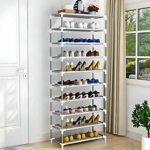 Sapateira Vertical 9 Prateleira Organizador Multiuso 27 Pares Branca Branco