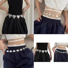 * Cinto Gótico Elegante Para Dança Rua Festival Música Jeans Vestido Corpo Jóias Corrente Metálico Cowboy