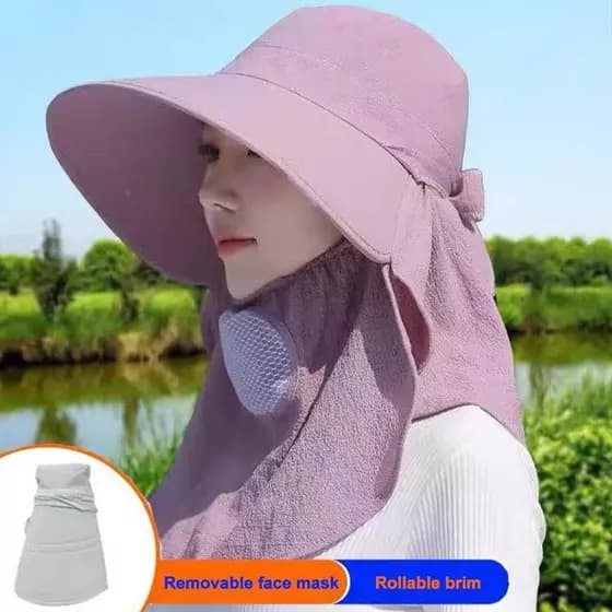 Chapéu de Proteção Solar Feminino de Verão com Aba Larga, Chapéu de Sol Multifuncional para Festa de Chá com Aba Frances