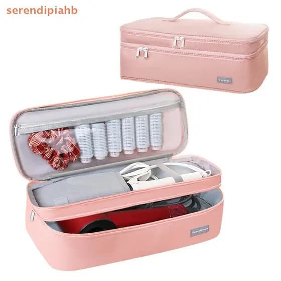 [serendipiahb] Bolsa Grande Para Secador De Cabelo De Viagem Portátil De Camada Dupla Armazenamento De Estojo Organizado