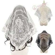 Lenço De Renda SOSFER , Bandana Foulard De Cor Sólida Vazada , Bordado Fino
