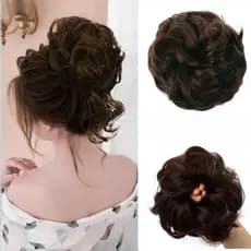 100% Peça de Coque de Cabelo Humano Real, Extensão de Cabelo Cacheado Real, Peça de Coque de Cabelo em Anel Adequada par