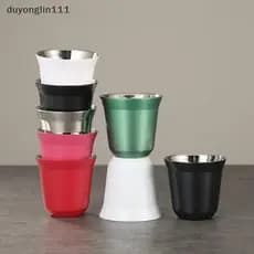 (duyonglin111) Verão Novo Simples Copo De Fundo Plano De Aço Inoxidável Dupla Camada Tanque Interno Cápsula Xícara De Ca