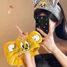 [PEBR] Linda Faixa De Cabelo Tom E Jerry Desenho Animado Anime Gato Mouse Colocado Na Maquiagem Lavagem Rosto Decoração