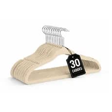 Cabides De Veludo Bege Kit 30 Unidades Slim Adulto