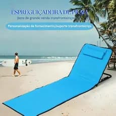 Esteira de Praia Dobrável com Encosto, Almofada e Bolso – Super Prática