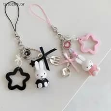 TU Y2K Miffy Coelho Telefone Cordão Dos Desenhos Animados Corrente Do Móvel Chaveiro Saco Pingente Casal Conjunto Menina