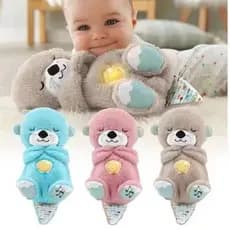 Brinquedos de pelúcia que respiram, lontra/elefante/coala/Ursos Respiratórios, brilho/apaziguar boneca do sono do bebê,
