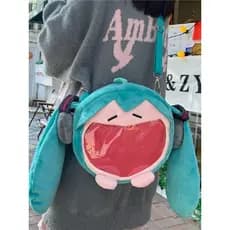 Anime Hatsune Miku Saco Q Versão Kawaii Figura De Pelúcia Modelo Boneca Brinquedo Bolsa De Ombro Mochila Presentes