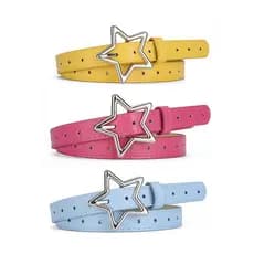 Crianças Estrela Buracos Cintura Cinta Ajustável Liga Fivela Vestido Jeans Calça Personalidade Retro Couro Cós