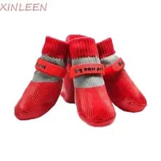 XINLEEN 4 Unidades/Conjunto Meias Impermeáveis Para Cachorros , Resistente Ao Desgaste , Antiderrapante , Anti-Sujeira ,