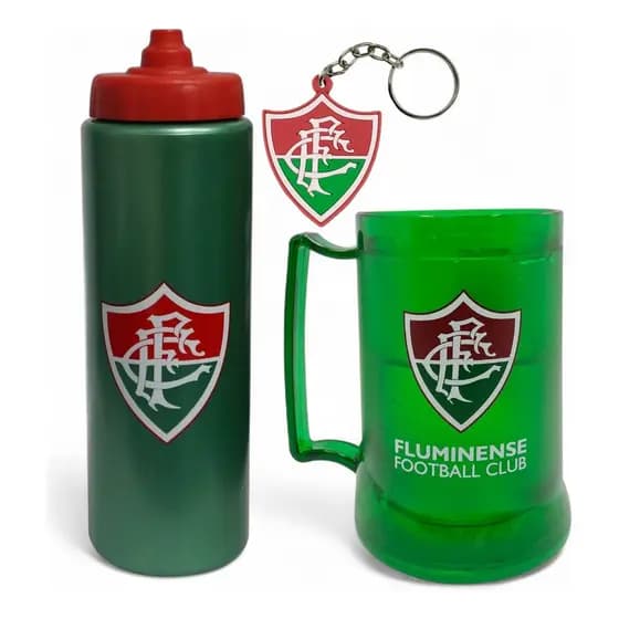 Kit Garrafa Fluminense Futebol Carioca 800ml Caneca Chaveiro