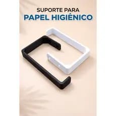 Suporte De Papel Higienico Papeleira Para Banheiro Preto e Branco com fita dupla face