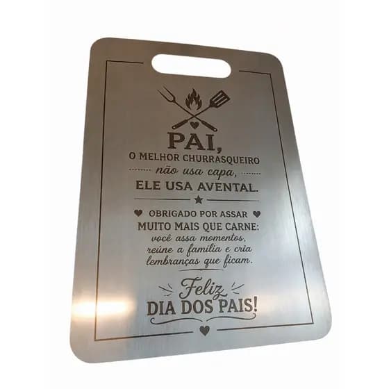 Tabua de Corte de Carnes inox Personalizado Gravação Laser Personalizado Presente dia dos Pais