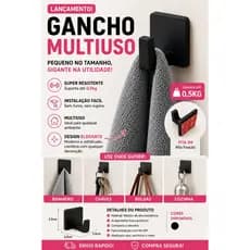 Gancho Adesivo Multiuso | Suporte de Parede sem Furos para Toalhas, Chaves, Bolsas e Utensílios
