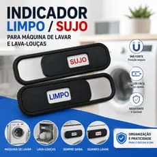 Indicador Limpo e Sujo para Lavar Louça ou Máquina de Lavar Roupa | Magnético Organizador de Cozinha