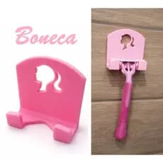 SUPORTE PARA LÂMINA GILLETTE FEMININA BONECA ROSA AUTOADESIVO