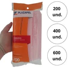canudo plástico tradicional e flexível 21cm- Plazapel- sucos- refrigerante