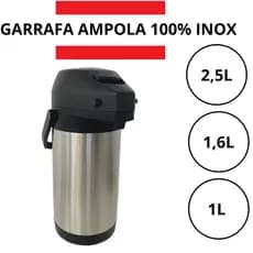 Garrafa Térmica Café Inox Ampola e Canudo de Inox Com Alavanca Madri Unitermi