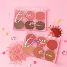Maquiagem Paleta de Blush + Contorno Matte Cheek Red Plate Natural De 6 Cores À Prova D'água